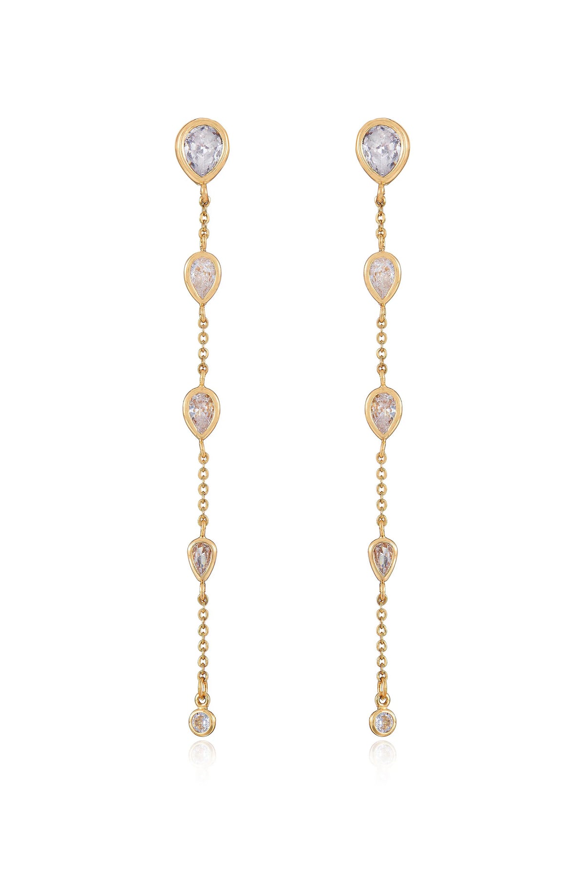 Dainty Bezel Crystal Dangle Earrings