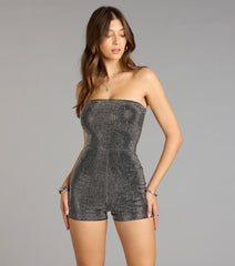 Popstar Diva Strapless Rhinestone Romper