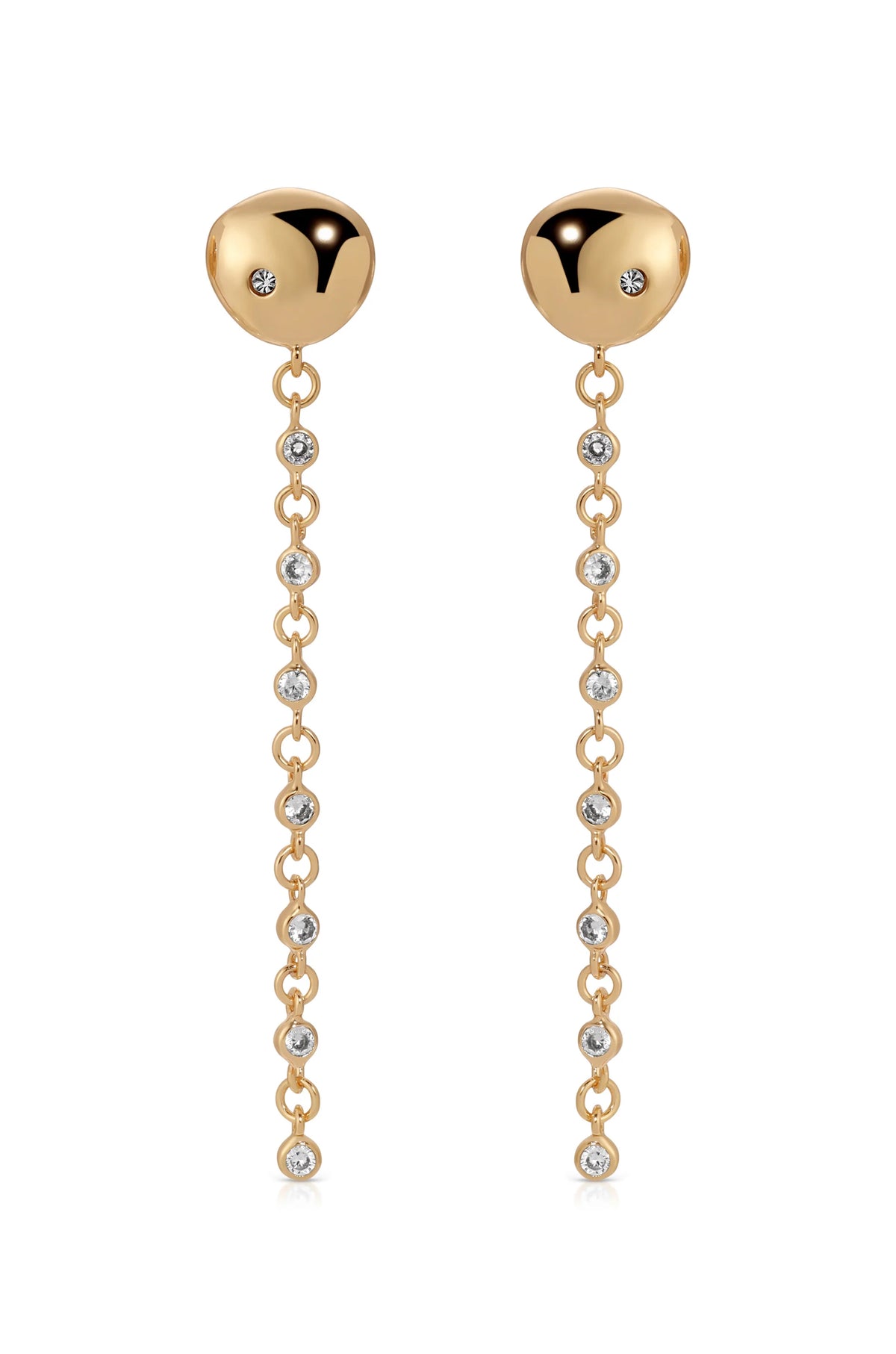 Polished Pebble Linear Chain Earrings