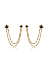 Double Piercing Diamond Shape Earrings
