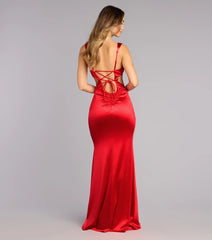 Rya Satin Lace-Up Mermaid Formal Dress