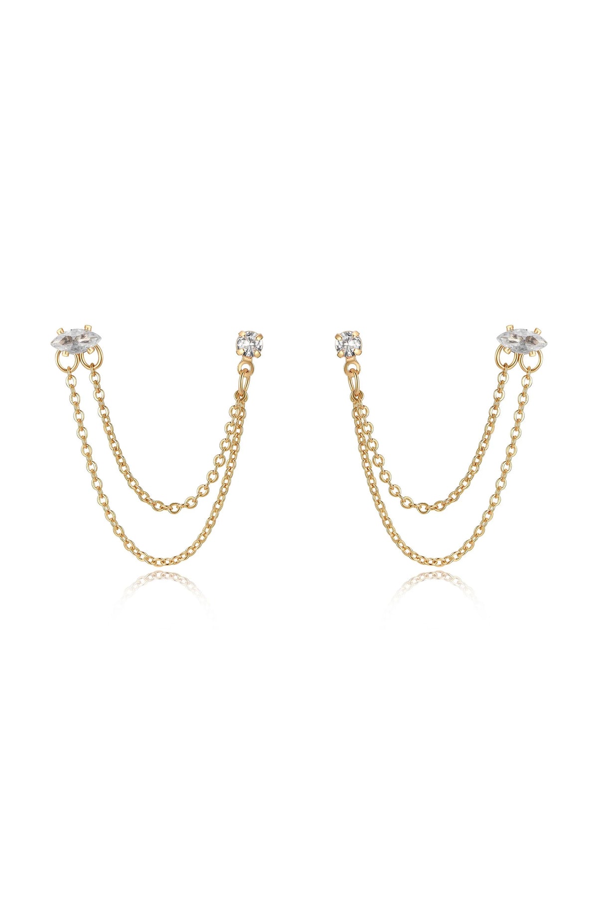 Double Piercing Chain Dangle Earrings