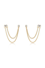 Double Piercing Chain Dangle Earrings