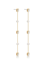 Pearl and Crystal Linear Earrings