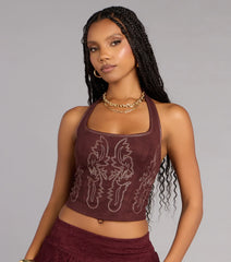 Wild Stitch Halter Corset Top