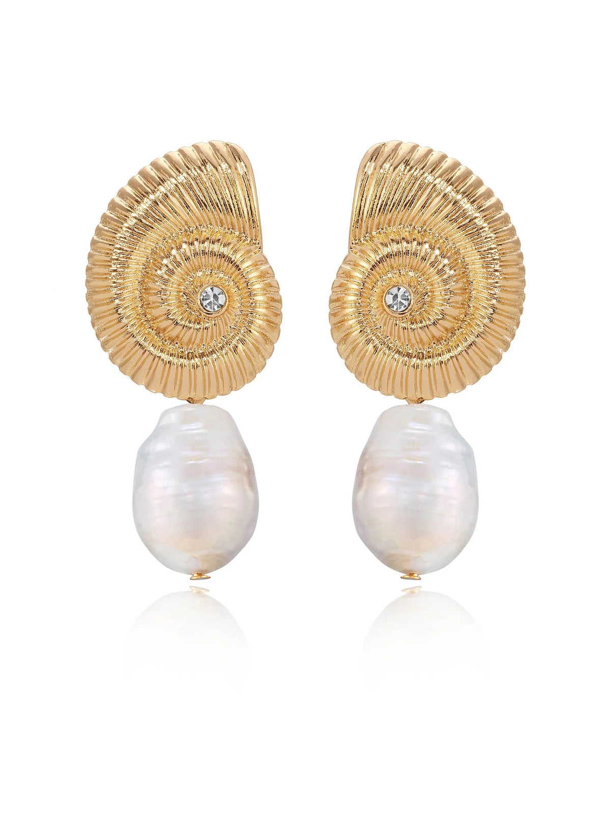 Nautilus Shell Freshwater Pearl Earrings