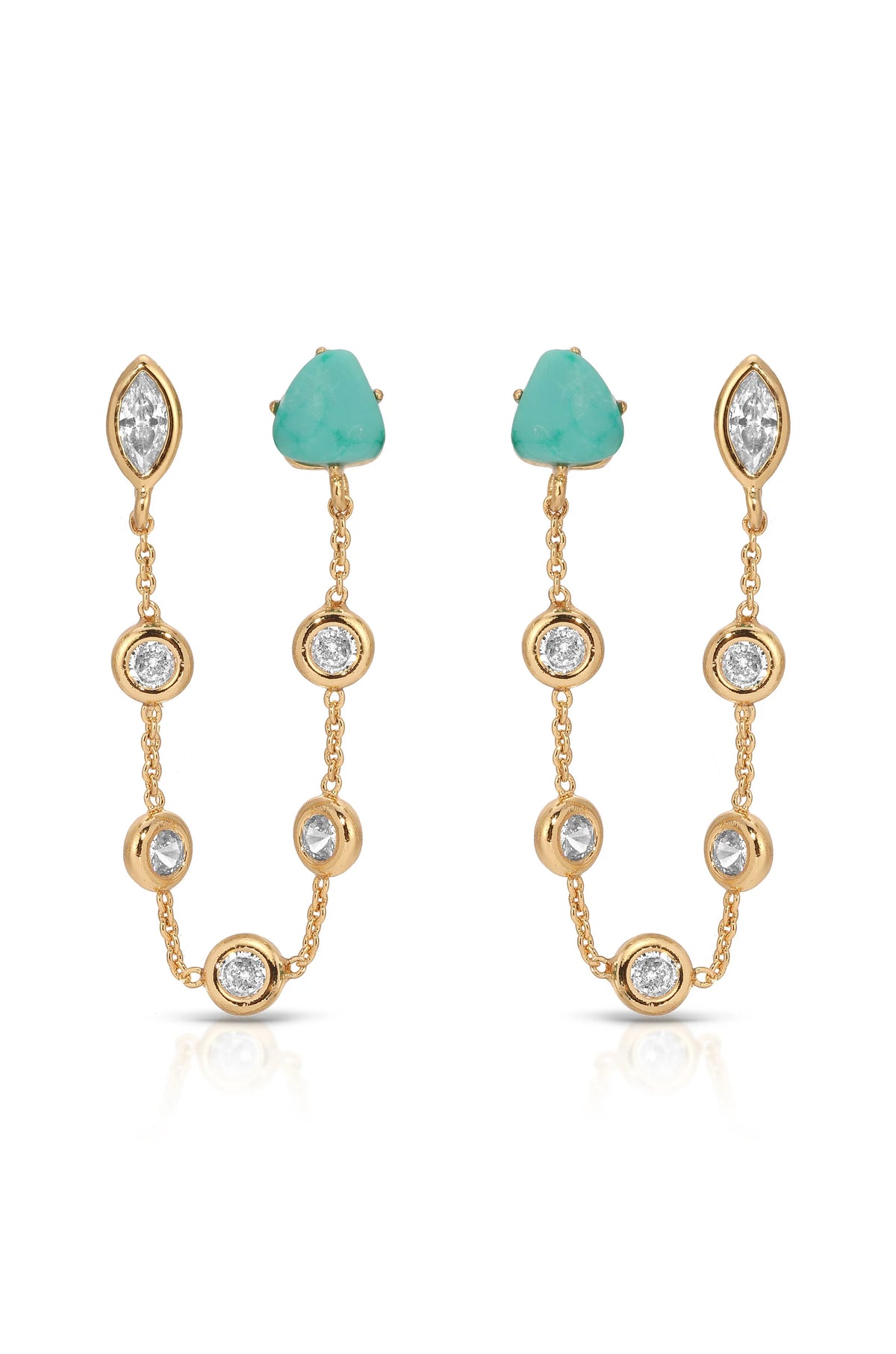 Double Piercing Turquoise Earrings