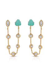 Double Piercing Turquoise Earrings