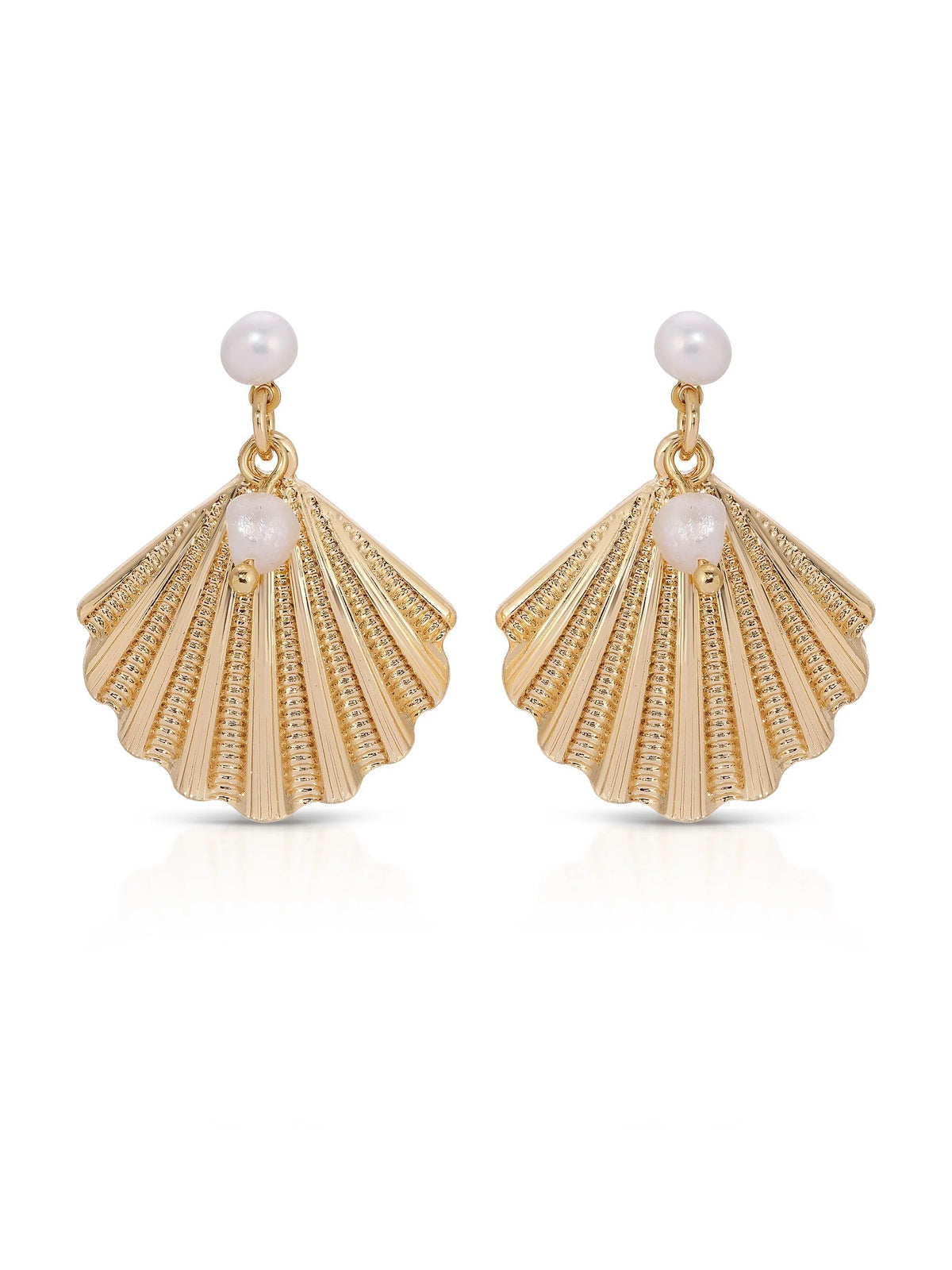 Scallop Shell and Pearl Earrings