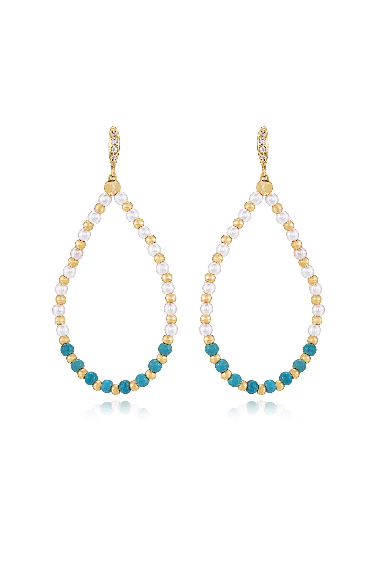 Turquoise and Pearl Teardrop Earrings