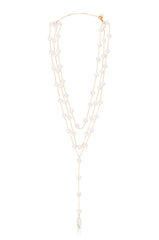 Pearl Coin Layered Lariat Necklace