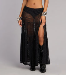 Soft Edge Sheer Lace Maxi Skirt