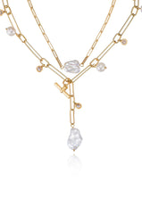 Deep Water Pearl Lariat Necklace