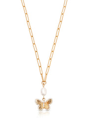 Butterfly Pearl Chain Necklace