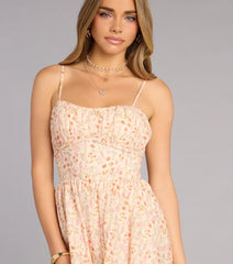 Sweet Daydream Floral Print Skater Romper